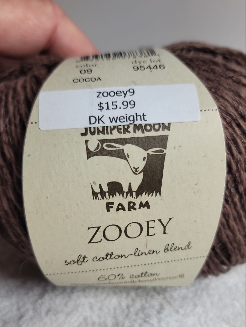Juniper Moon Farm Zooey Soft Cotton-Linen Blend Yarn - Brown & Cream NWT - Picture 3 of 8